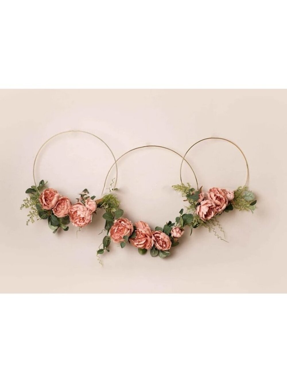 Kate Backdrop Floral Boho Rings Cream Background Wrinkle Free Washable 5' x 7'